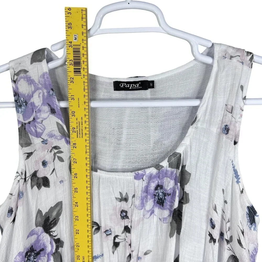 Papa Vancouver Womens S Purple Floral Sleeveless Shift Easter Dress Linen Blend - Picture 11 of 15